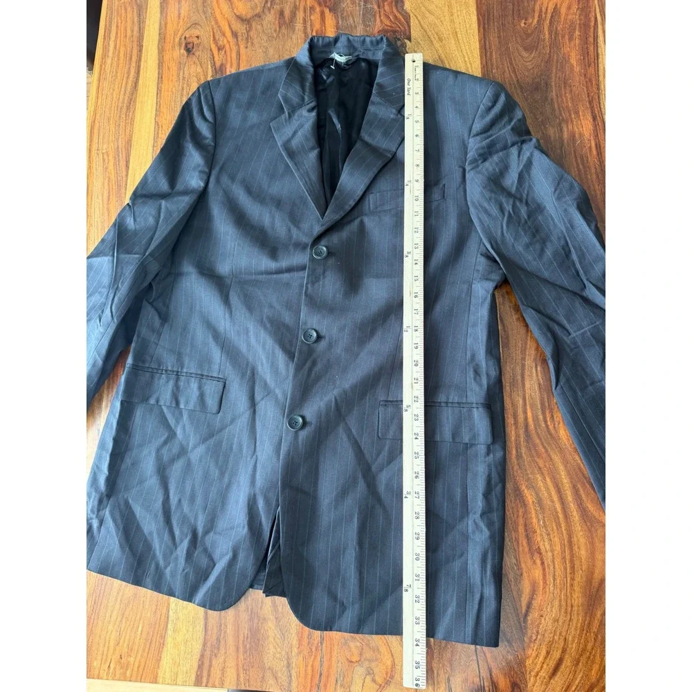 Banana Republic Men's 44L Black Pinstripe Wool Blend Sport Coat Blazer Long